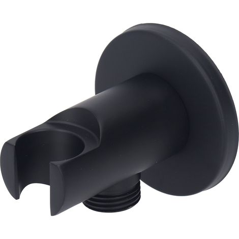 Pommeau de douche mural réglable en cuivre, support pour douchette à main, salle de bain, noir, rond (1/5)