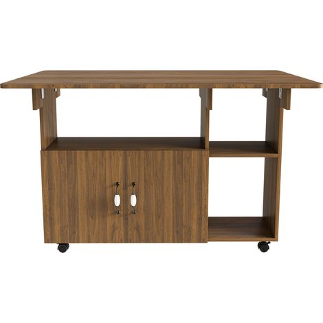CHICFURN Table à manger pliante mobile 110x70x80 cm en MDF effet noyer, gain de place (1/5)