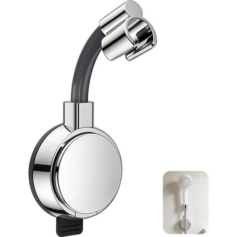 1 Support Pommeau De Douche Ventouse, Rotation 720°, Fixation Sans Perçage, Accessoire Salle De Bain ABS Argent (1/5)