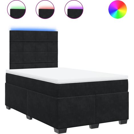 Lit double  Lit adulte  Sommier à lattes de lit avec matelas noir 120x190 cm velours