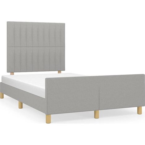 Lit adulte pour 2 personnes avec tête de lit, Structure de lit, Assemblage Facile, Gris clair 120x200 cm Tissu OIB9818E (1/5)