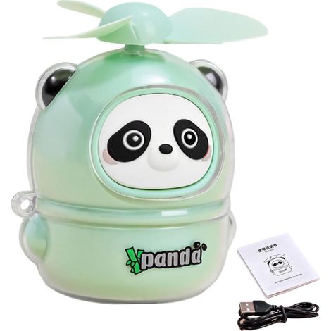 Ventilateur personnel portable Mini ventilateur portable - Petit ventilateur électrique avec batterie rechargeable USB, motif panda (1/5)