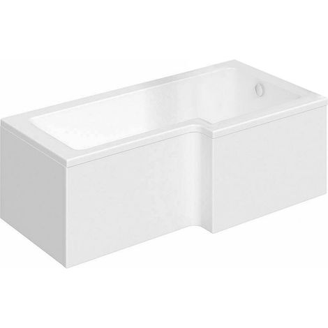 1700 x 850mm Acrylic Square L Shaped Shower Bath - Right Hand (1/2)