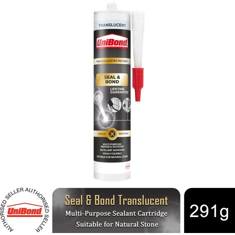 Unibond Seal & Bond Sealant Cartridge Translucent Multi-Purpose Adhesive, 291g