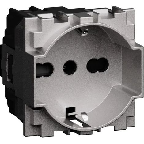 Presa Unel Schuko e bipasso 10/16A Steel Bticino living now KS4140A16