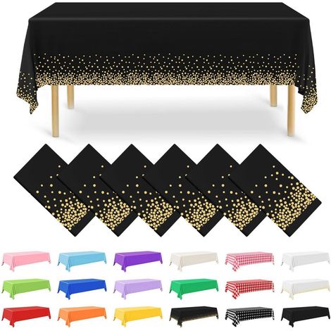6er Pack Einweg-Tischdecken 137x274cm Gold/Schwarz, wasserdicht, für Partys