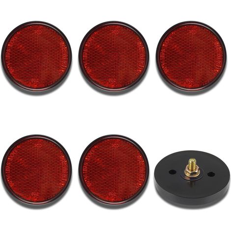 6 pièces Ø 59 mm catadioptre rond rouge réflecteur arrière oeil de chat multifonction scooter homologué e (1/5)