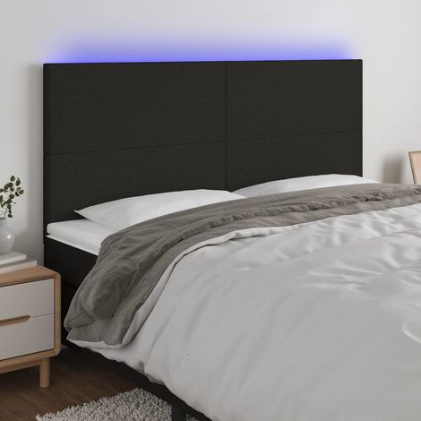 Tête de lit à LED  Panneau de lit pour Lit adulte  Décoration murale Noir 160x5x118/128 cm Tissu FOGHJ37509 (1/5)