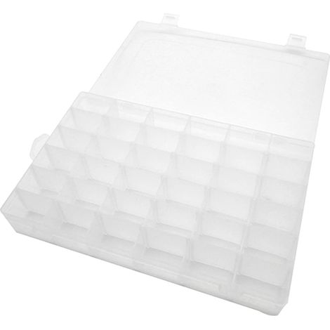 Boîte De Rangement 2 Pièces, Grille Réglable à 36 Compartiments, Boîte De Rangement en Plastique Transparent à Double Bouton-Pression pour Perles, Bricolage d'art, Artisanat (1/5)