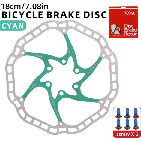 Disque flottant cyan de 180 mm Disque de frein flottant VXM pour vélo, 160/180 mm, plaquettes de frein à disque à six broches (1/5)