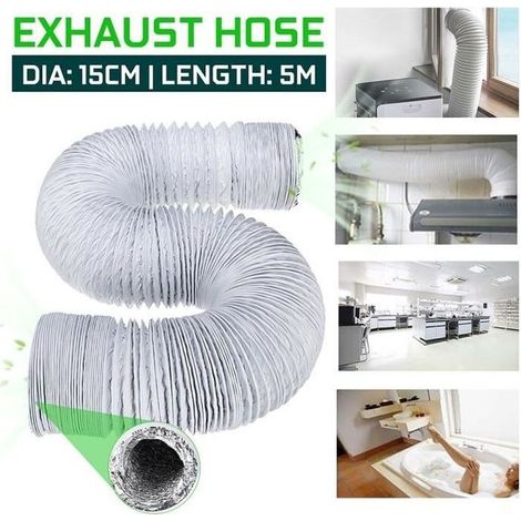 NEUFU Flexibler Abluftschlauch für Klimaanlage, Lüftung, Dunstabzugshaube, 15 cm x 5 m (1/5)