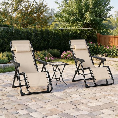 Transat beige en métal Netzstoff 90 x 65 x 110 cm (1/5)