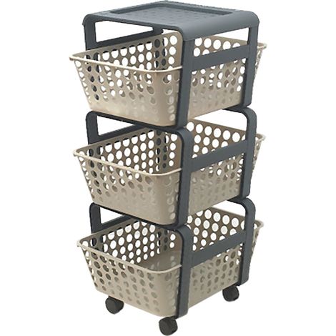 Chariot De Cuisine Avec Paniers Modula Col. Tortora - Cm 41,5 X 29 X H.75 Ecoplast