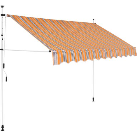 Toldo manual retráctil 250 cm amarillo y azul a rayas vidaXL