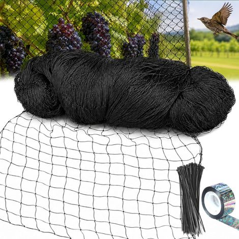 Filet de protection contre les oiseaux - 15 x 15 m (6 x 6 cm) - Avec 100 serre-câbles et 1 bande anti-oiseaux - Filet de jardin pour arbre fruitier - Filet à feuilles - Pour balcon, étang, jardin (1/5)