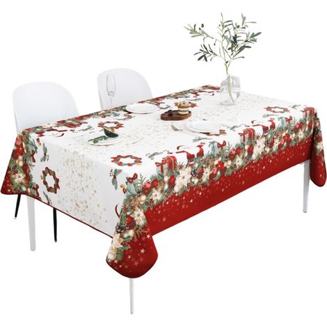 Nappe de Noël – Imperméable – 100% Polyester – Anti-Taches et Lavable – Père Noël Étoilé - 240 x 150 cm