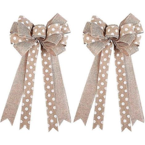 2 nœuds cadeaux en toile de jute pour couronne de Noël, nœud papillon en ruban de jute, nœuds décoratifs rustiques pour couronnes de Noël (1/5)