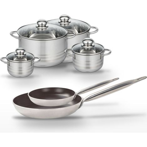 Lot de 2 Poêles 24/32cm et 4 Faitouts 12/14/20/24cm Elo Bistro Line (1/5)