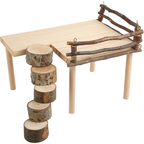 Plateforme escalade couche jeu activité pour hamster petit animaux en bois multi-usage naturel 2 - qualité supérieure (1/5)