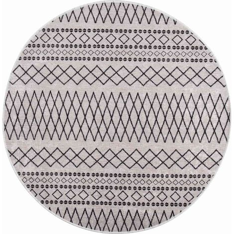 Maison Exclusive - Teppich Waschbar Schwarz und Weiß φ120 cm (1/5)