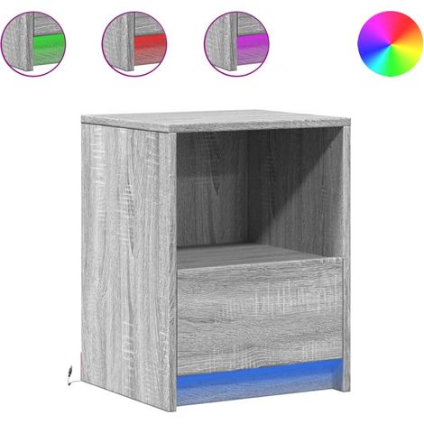 Maison Exclusive - Nachttische mit LED-Leuchten 2 Stk. Grau Sonom