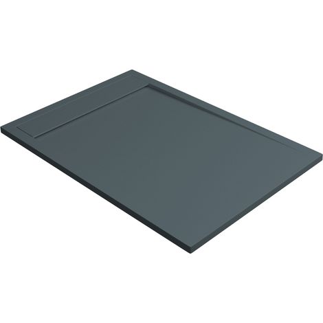Receveur de douche 130x80 extra-plat Anthracite en résine minérale antidérapant effet ardoise - Magnus LAVABERG