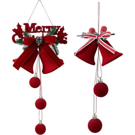 2 pezzi di ciondoli decorativi in peluche a forma di campana di Natale per l'albero di Natale (1/5)