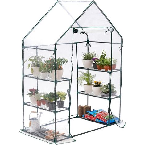 Serre de Jardin avec 6 Étagères (15kg Poids Max par Étagère), Bâche Résistante & Imperméable, Cordes & Piquets - Solide & Facile à Monter - 195x143x73cm (1/5)
