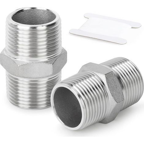 2 Stück 316L Edelstahl-Sechskant-Rohrverschraubungen, 3/8" BSP-Rohrverschraubung Außengewinde x 3/8" BSP-Rohrverschraubung Außengewinde (1/5)