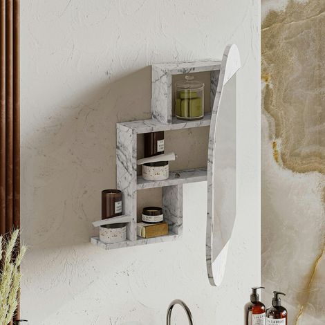 Armoire de toilette organique effet marbre 1 miroir CODY (1/5)