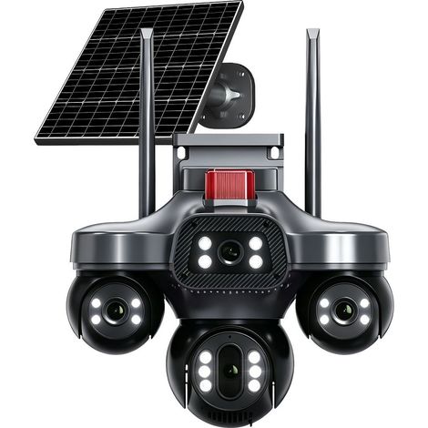 Caméra de Surveillance Solaire WiFi V380 Extérieure 4MP/2.5K, Triple Objectif AOV Basse Consommation, Vision Nocturne Couleur/IR, Audio Bidirectionnel, Alarme, IP66, Batterie Intégrée, Stockage TF/Clo (1/5)