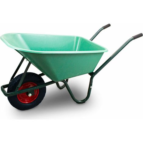 Schubkarre 100L Schubkarren Schiebkarre Bauschubkarre mit PVC Wanne und PU RAD bis 250kg (Schubkarre mit PVC Mulde und PU Rad Schwarz) (1/5)
