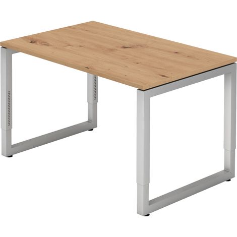 bümö Schreibtisch Serie-R Rechteck: 120 x 80 cm Asteiche Silber
