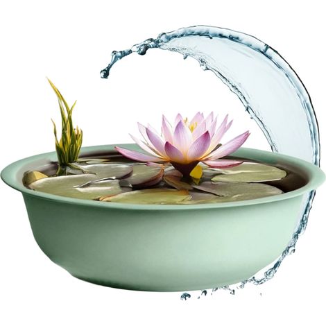 Mini Gartenteich rund matt grün - 52 cm - Garten Deko Metall Blumenschale groß - Zierteich Miniteich Balkonteich Teichwanne