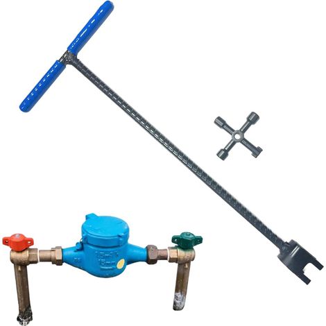 Clé de Compteur d'Eau - Clé à en T - à Griffe pour Robinet d'irrigation - (1/5)