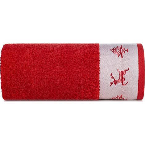 Asciugamano Noel 70x140 rosso bianco renna Natale 02 450 g/m2 Eurofirany (1/5)