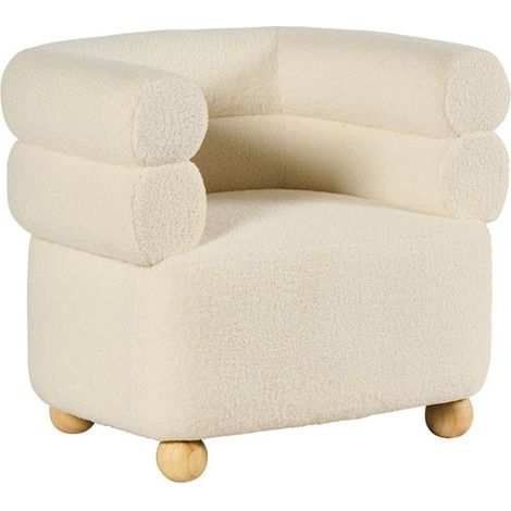 Fauteuil cabriolet moderne tissu blanc 82cm Casita WALA
