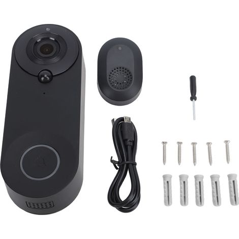 Sonnette vidéo WiFi W3 1080P HD avec reconnaissance faciale, vision nocturne couleur, caméra de porte intelligente sans fil (1/5)
