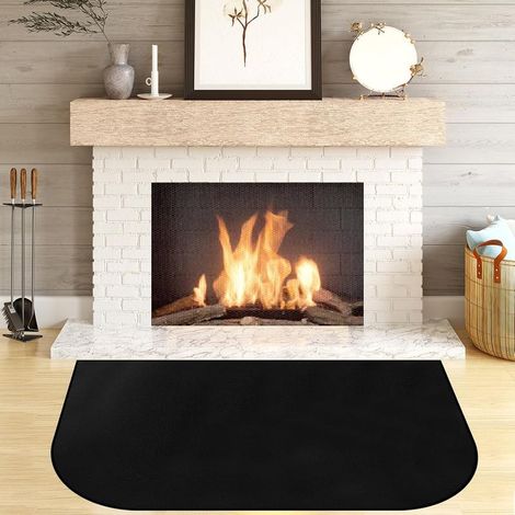 Tapis de cheminée ignifuge en forme de D, 50 cm x 80 cm, adapté aux cheminées et poêles à bois (1/5)