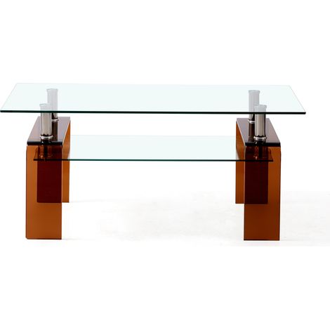 Tavolino da caffè in vetro temperato trasparente 100 x 55 x 45 cm MODENUIT (1/5)