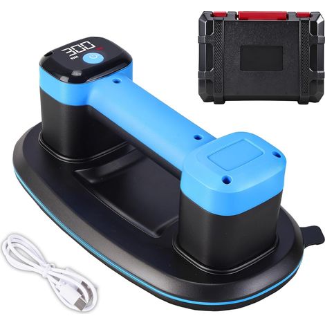 Suction Cup for Tiles, Maximum Load 300KG, Electric Suction Cup with 3600mAh Battery, Digital LCD Screen, USB Type-C for Tiles, Glass, Marble, Windshields