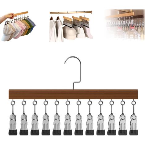Organisateur suspendu vintage (1 pièce) - 12 pinces - Gain de place - Pour chapeaux, foulards, jeans, jupes, chaussettes et pantalons. (1/4)