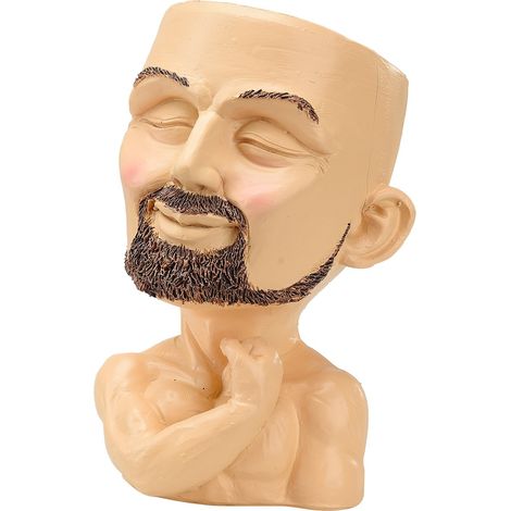 Statuette de gnome en résine, visage amusant, marron clair, décoration de jardin, emballage en polystyrène (1/5)