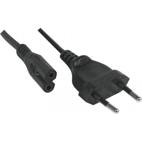 Cordon électrique secteur bipolaire noir 1.80m (1/2)