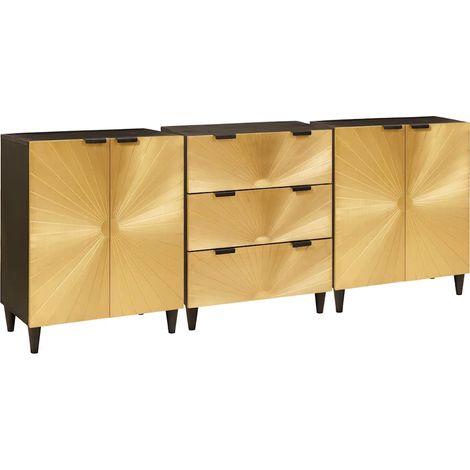 Vitrina 3 pcs Negro y dorado 60 x 33 x 75 cm vidaXL (1/5)