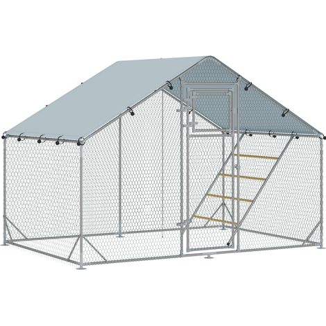 Recinto para gallinas de acero galvanizado 300 x 200 x 195 cm, plateado (1/4)