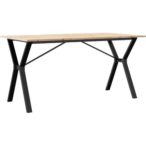 Table de salle à manger design industriel 140 x 80 x 75 cm bois de pin massif et acier DEC036824