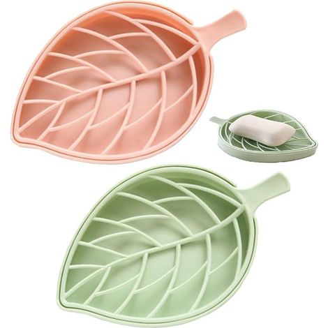 2 Pièces Porte Savon Salle de Bain - Boite Plastique Nettoyage Facile pour la Maison, Cuisine, Voyage, Camping (Rose, Vert) (1/5)