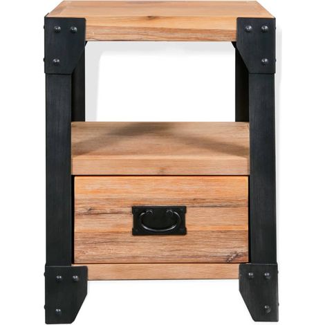 Maison Exclusive - Nachttisch Akazienholz Massiv Stahl 40 x 30 x