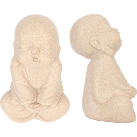 Cette petite statue de moine avec une base antidérapante est une sculpture de Bouddha mignonne et réaliste, idéale pour les vitrines de salons de thé et les aquariums. (1/5)